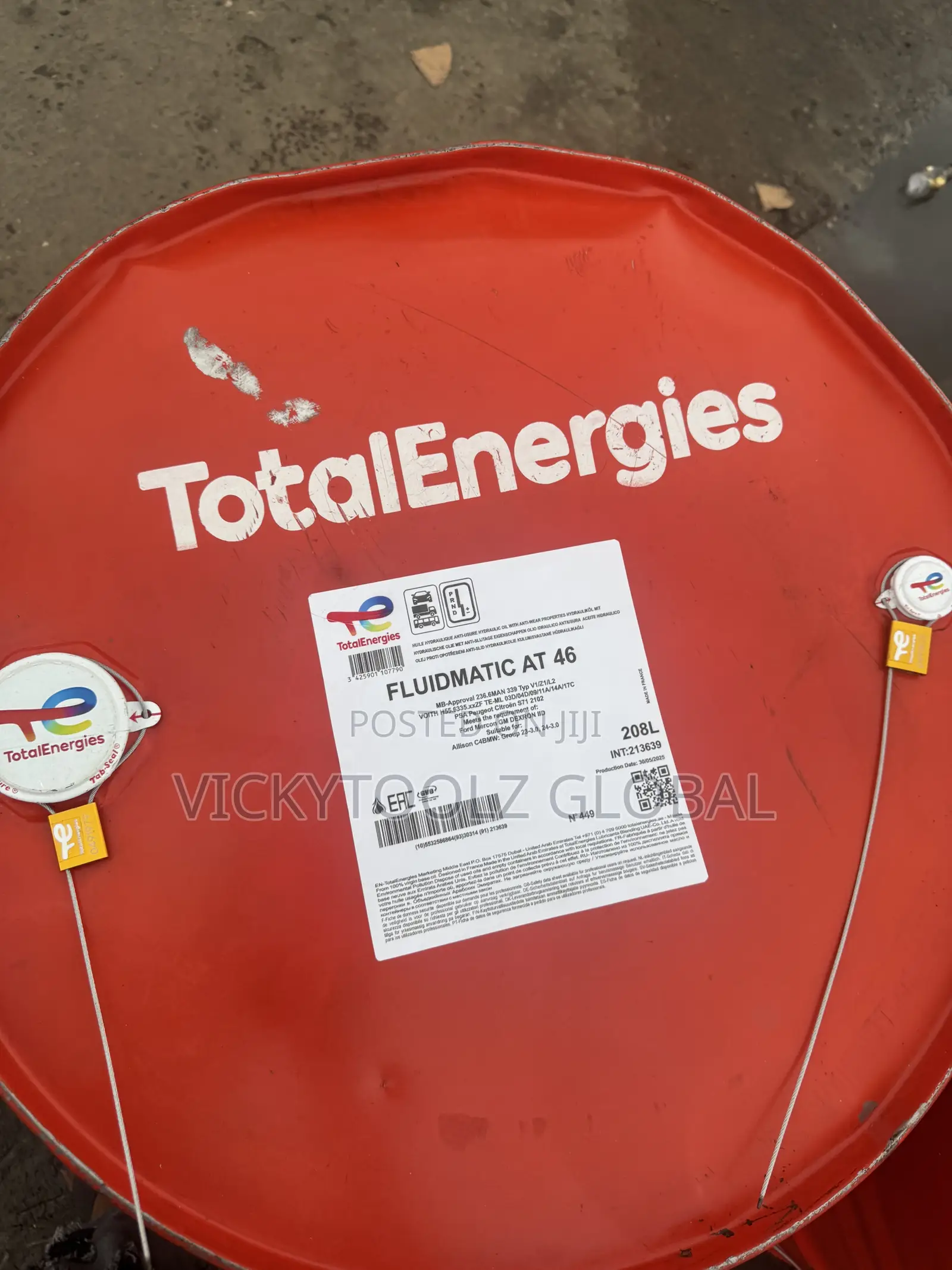 A 208-Liter Drum of Totalenergies Fluidmatic at 46