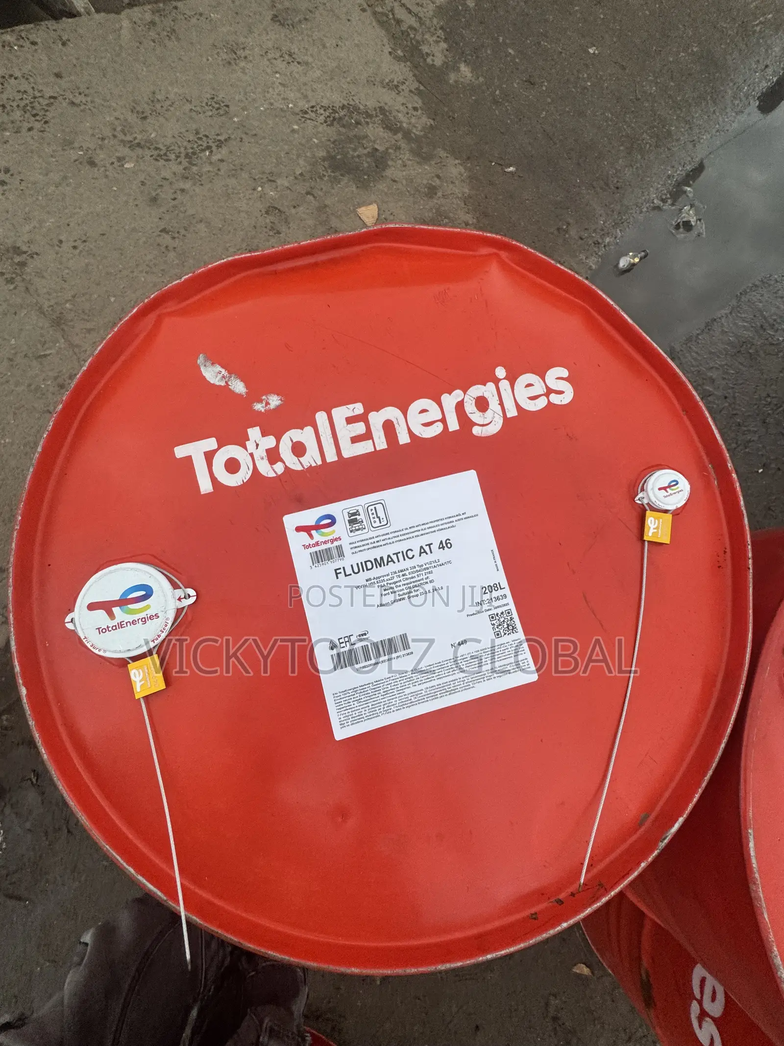 A 208-Liter Drum of Totalenergies Fluidmatic at 46