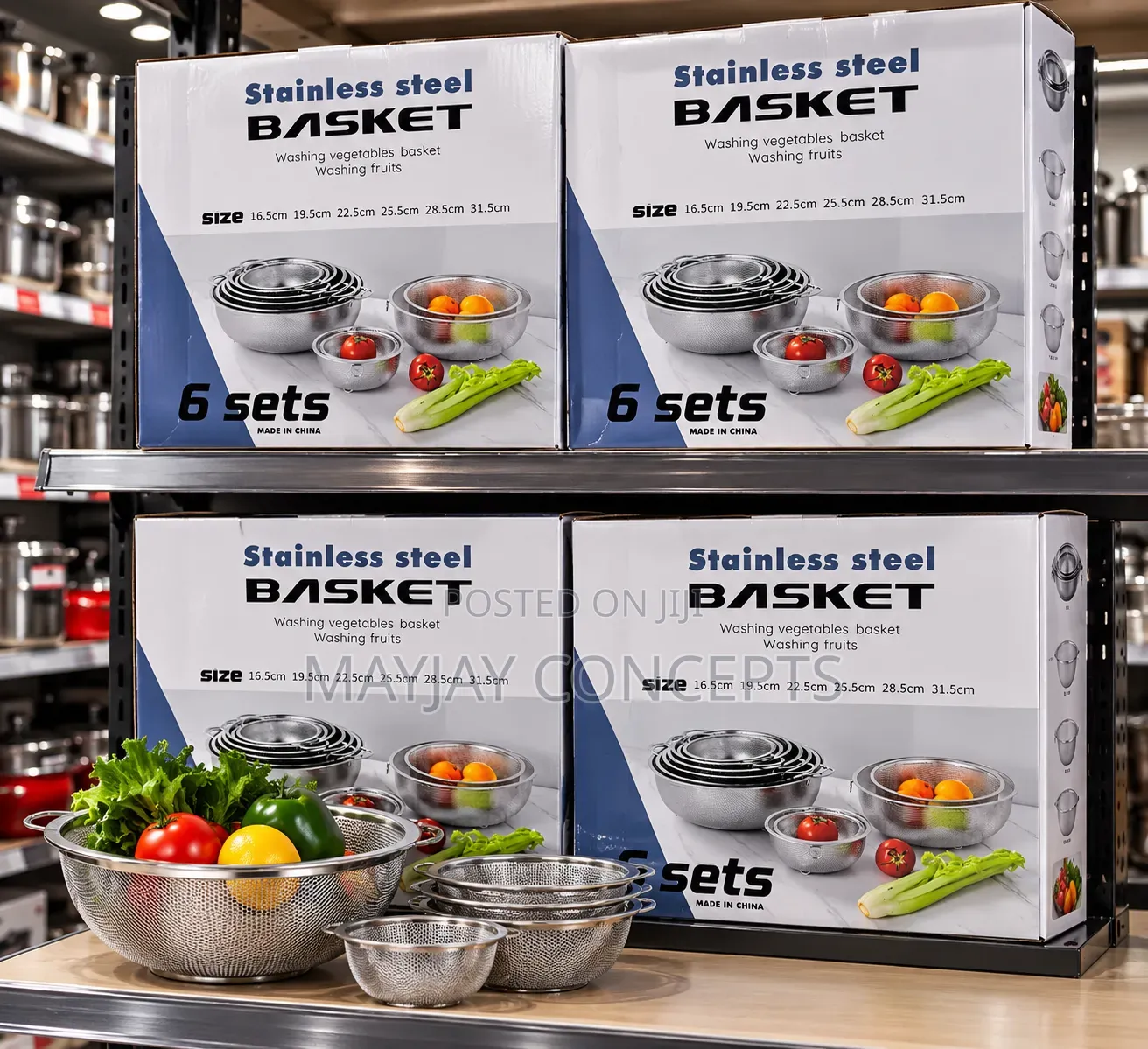 6-Piece Stainless Steel Sieve Set 16.5–31.5cm for Fruits Vegetables