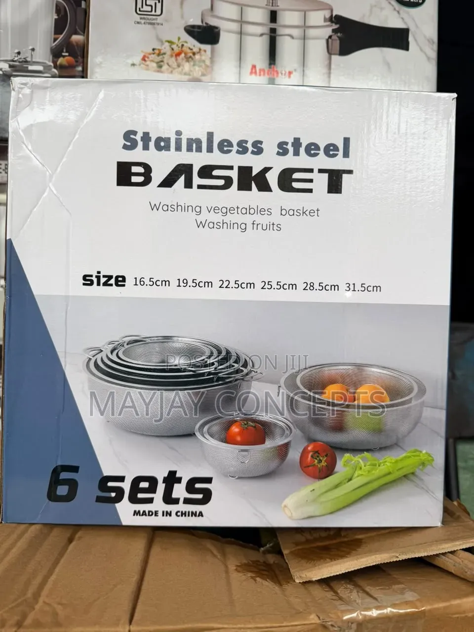 6-Piece Stainless Steel Sieve Set 16.5–31.5cm for Fruits Vegetables