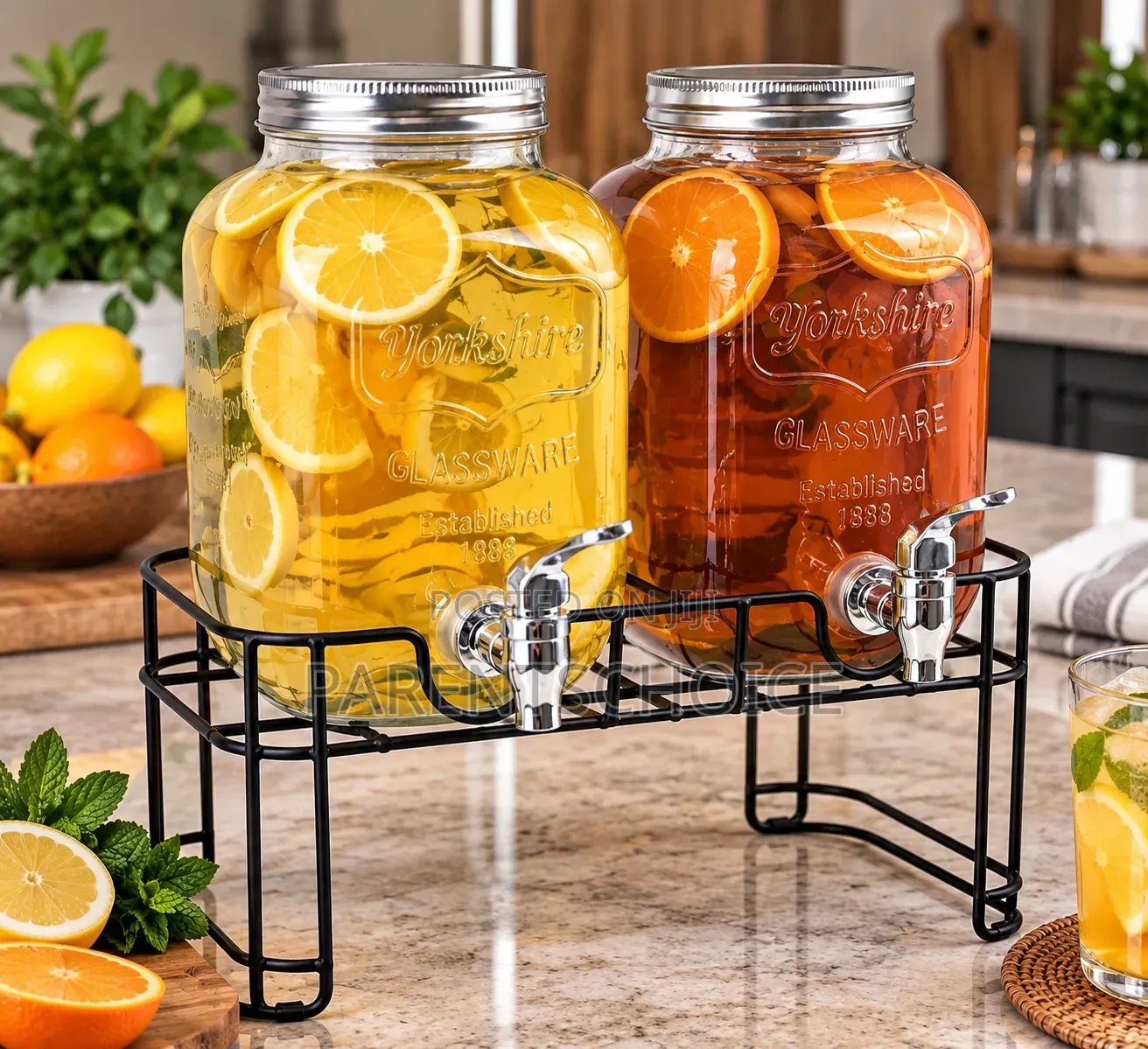 8L X 2 Glass Beverage Dispenser Set
