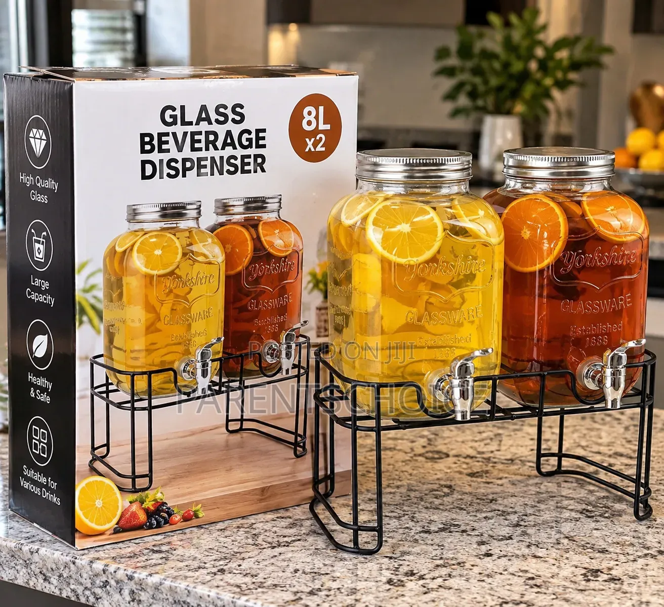 8L X 2 Glass Beverage Dispenser Set