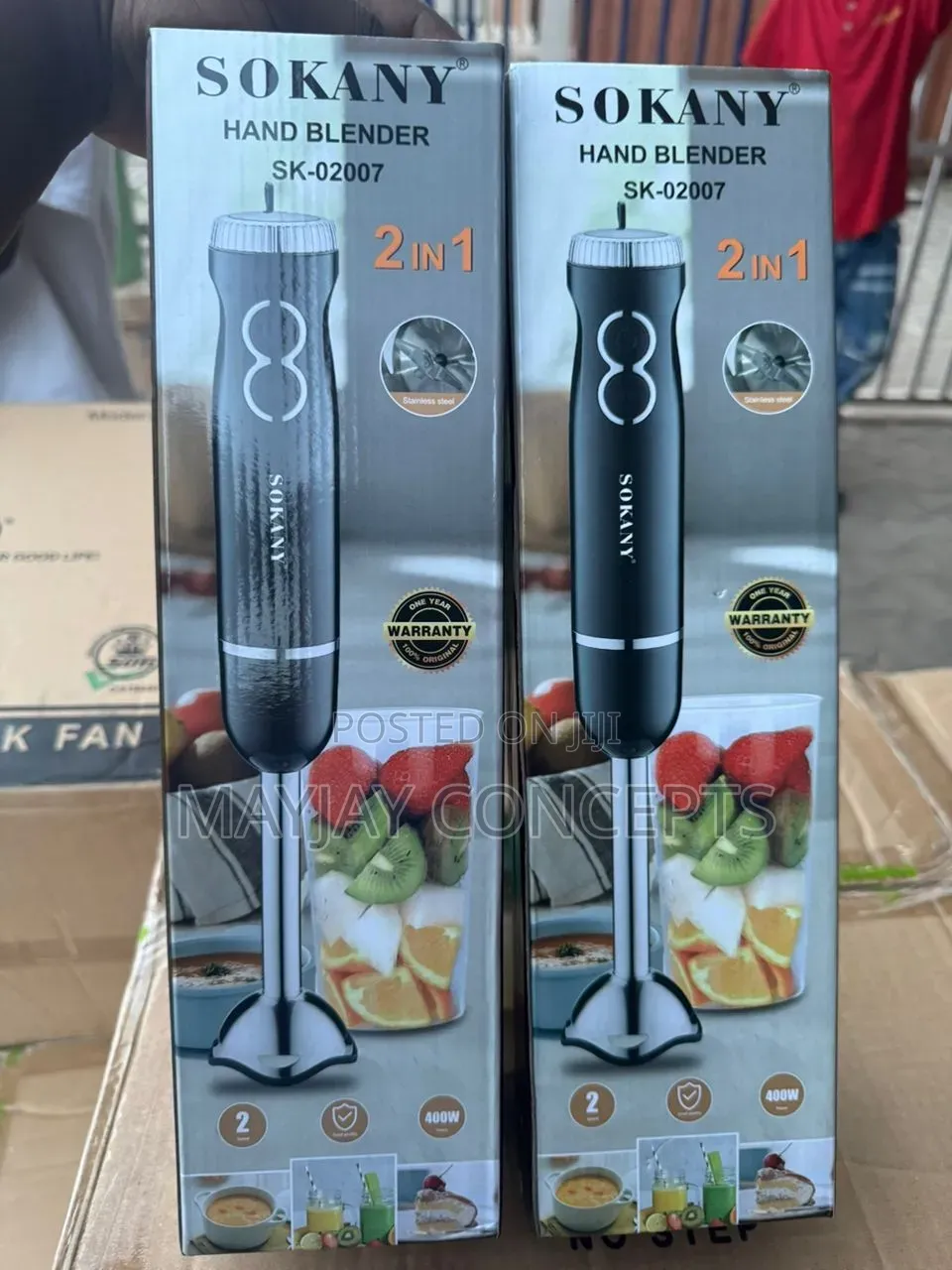 SOKANY 400W 2-in-1 Hand Blender With 600ml Cup Steel Blade