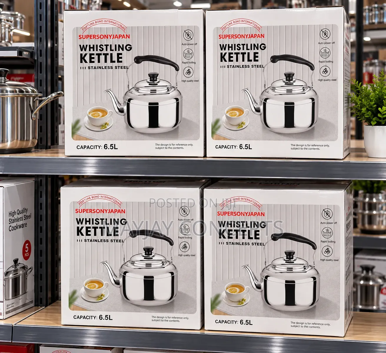 SUPERSONY JAPAN 6.5L Stainless Steel Whistling Kettle for Fast Boiling