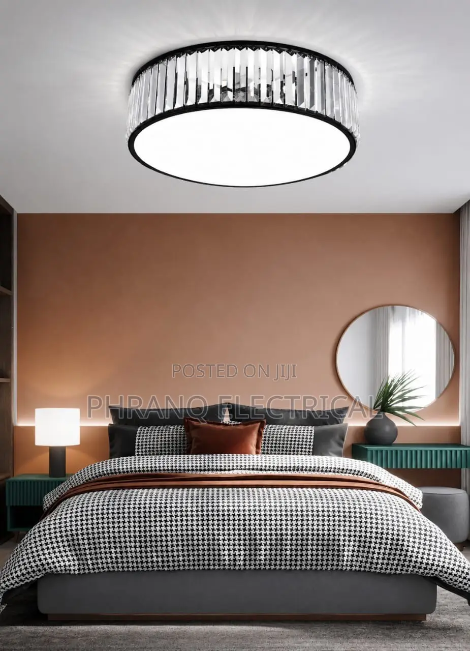500mm. Modern Crystal LED Ceiling Light Gold/Black