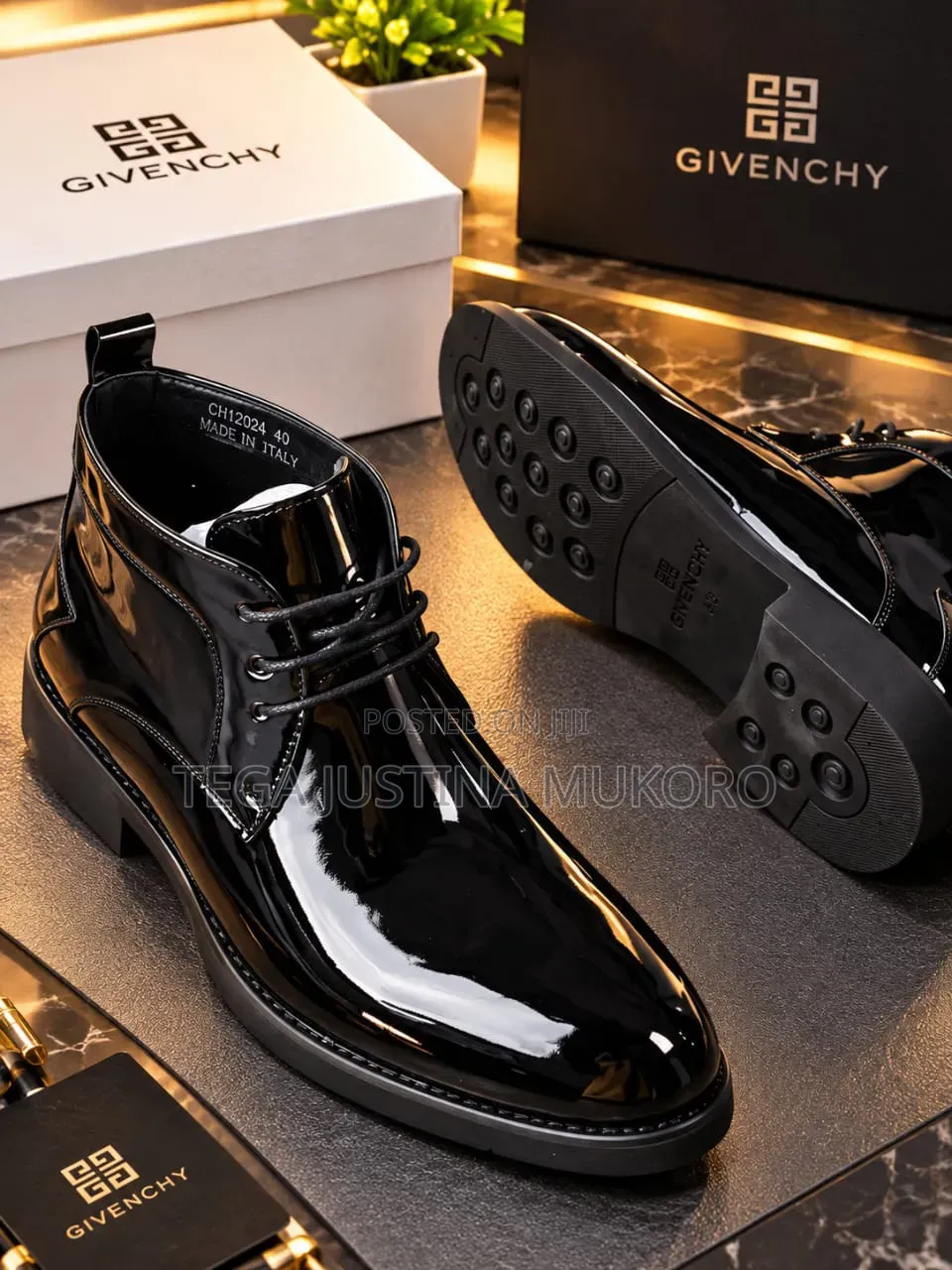 High Quality Givenchy Glossy Leather Ankle Shoe