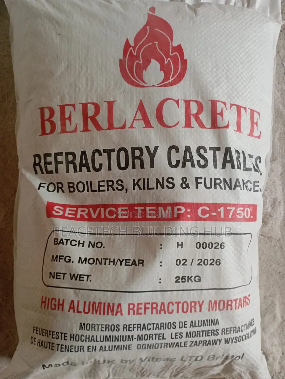 Berlacrete Refractory Castable Fireproof Cement