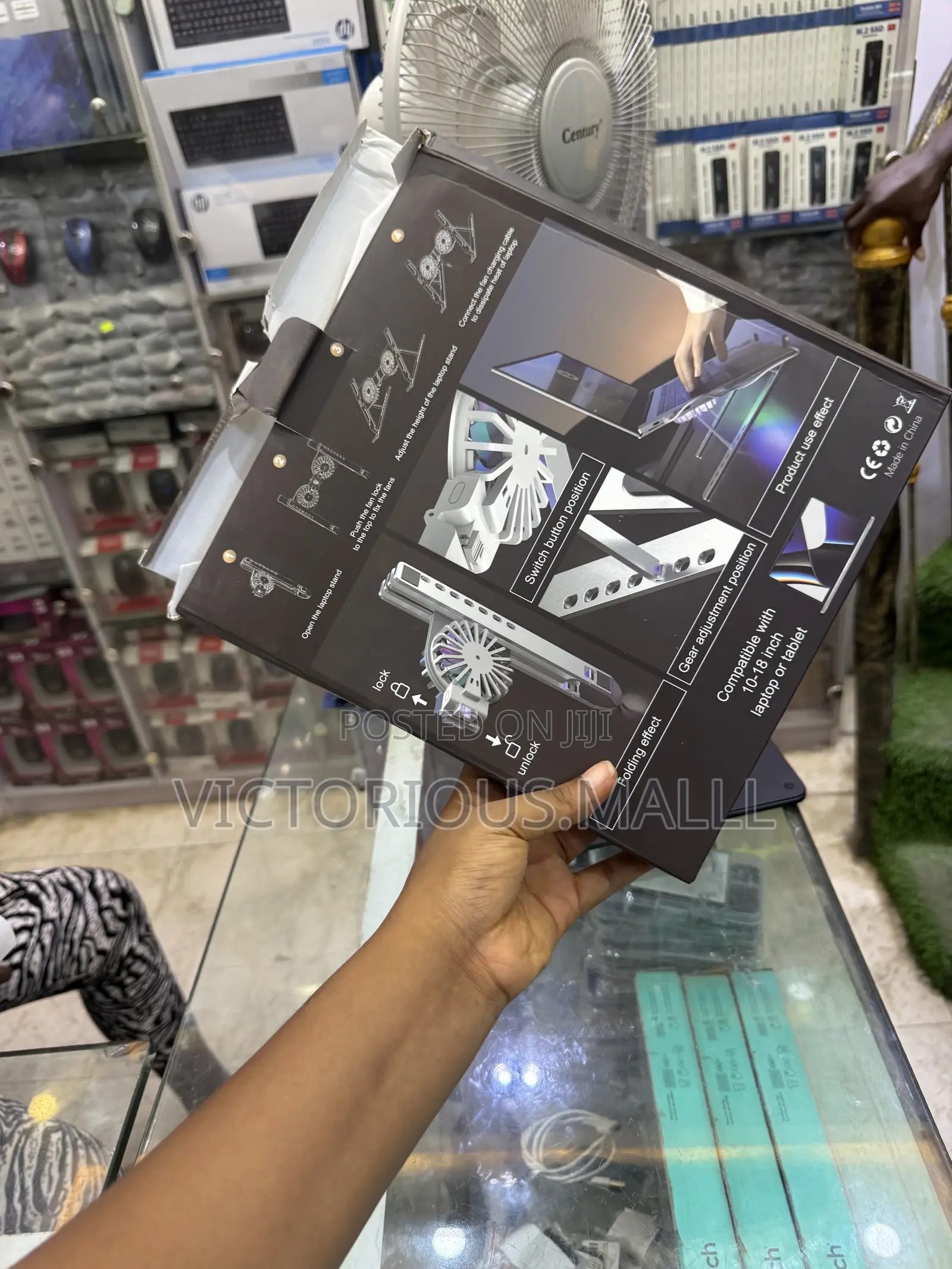 Foldable Adjustable Aluminum Laptop Stand With a Built-in Cooling Fan