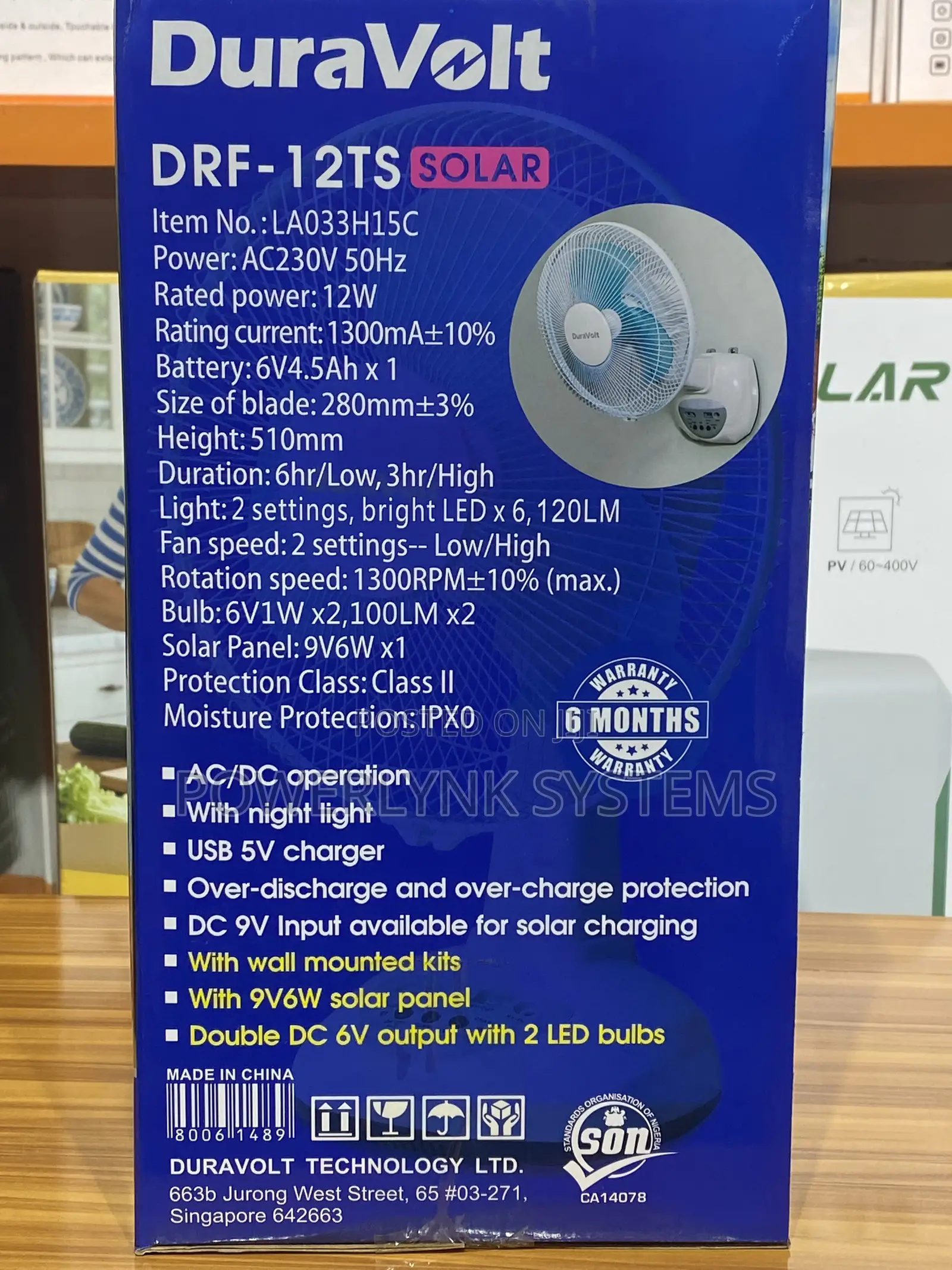 Duravolt 12” 3in1 Rechargeable Fan