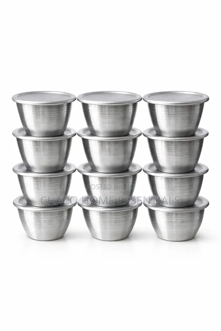 12 Piece Aluminium Moi Moi Steaming Cups/Plates With Lids
