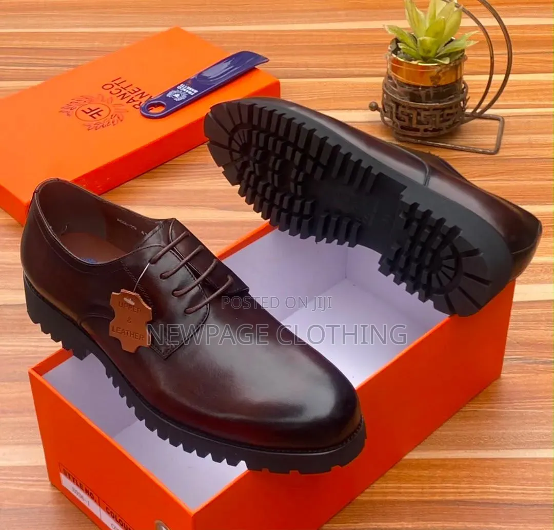 Men’s Turkish Italian Leather Derby Shoes – Bold Chunky Sole