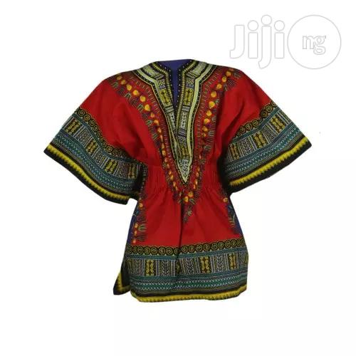 African Print Traditional Danshiki for Her -Red