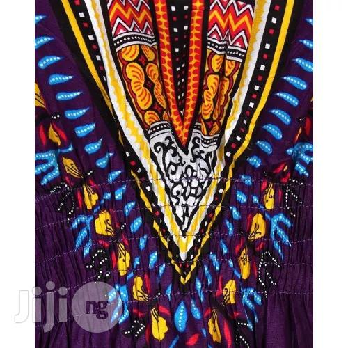 African Print Traditional Danshiki for Her - Purple Yellow