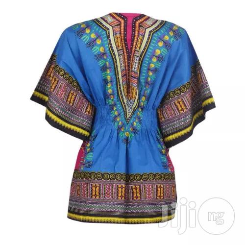 African Print Traditional Danshiki - Blue Yellow