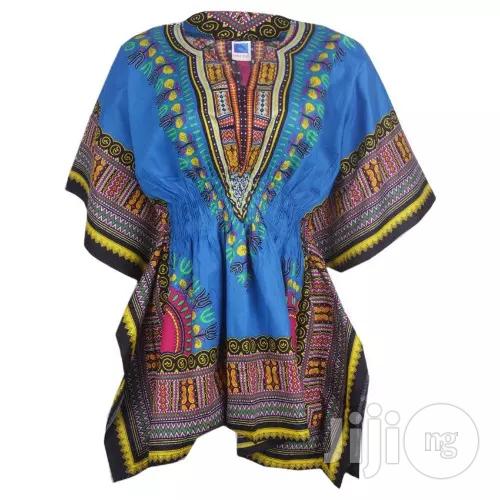 African Print Traditional Danshiki - Blue Yellow