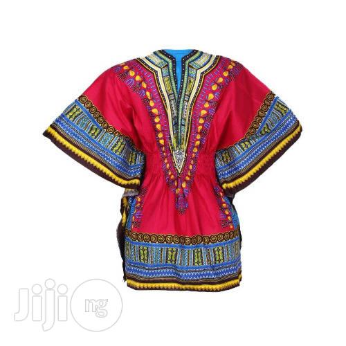 African Print Traditional Danshiki for Her - Wine Yellow