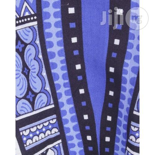African Print Traditional Danshiki for Her - White Blue