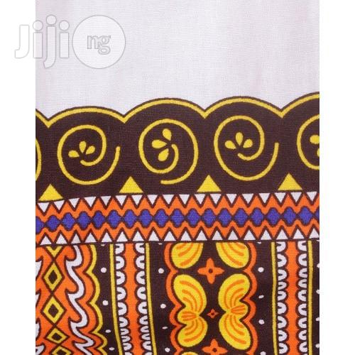 African Print Traditional Danshiki for Her - White Brown