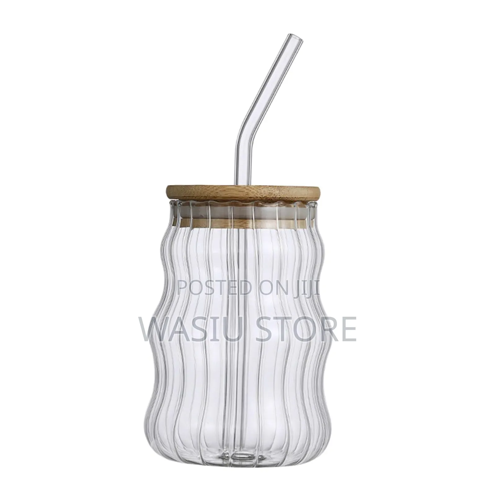 500ml Smoothie Glass Cup With Bamboo Cover and Straw