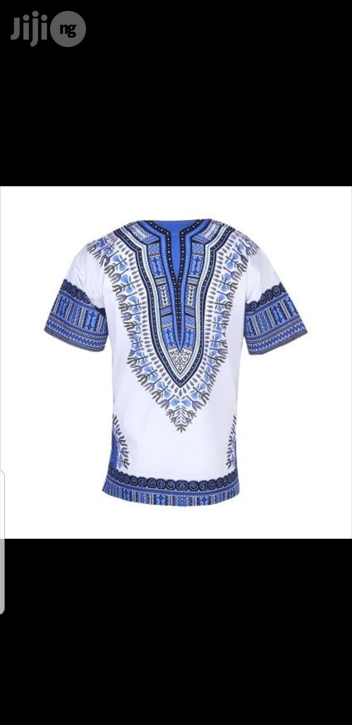 African Print Traditional Danshiki - White