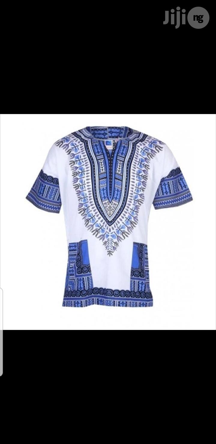 African Print Traditional Danshiki - White