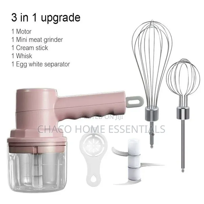 3-in-1 Mini Cordless Electric Hand Whisk Food Chopper