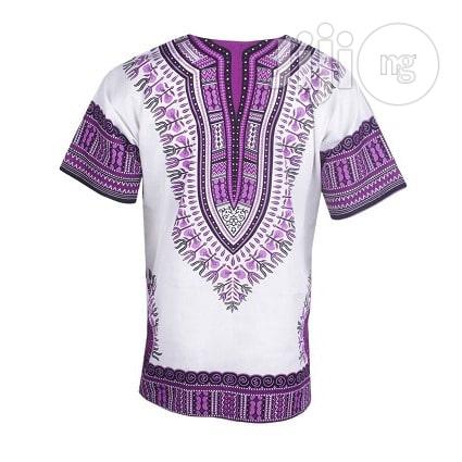 African Print Traditional Danshiki - White