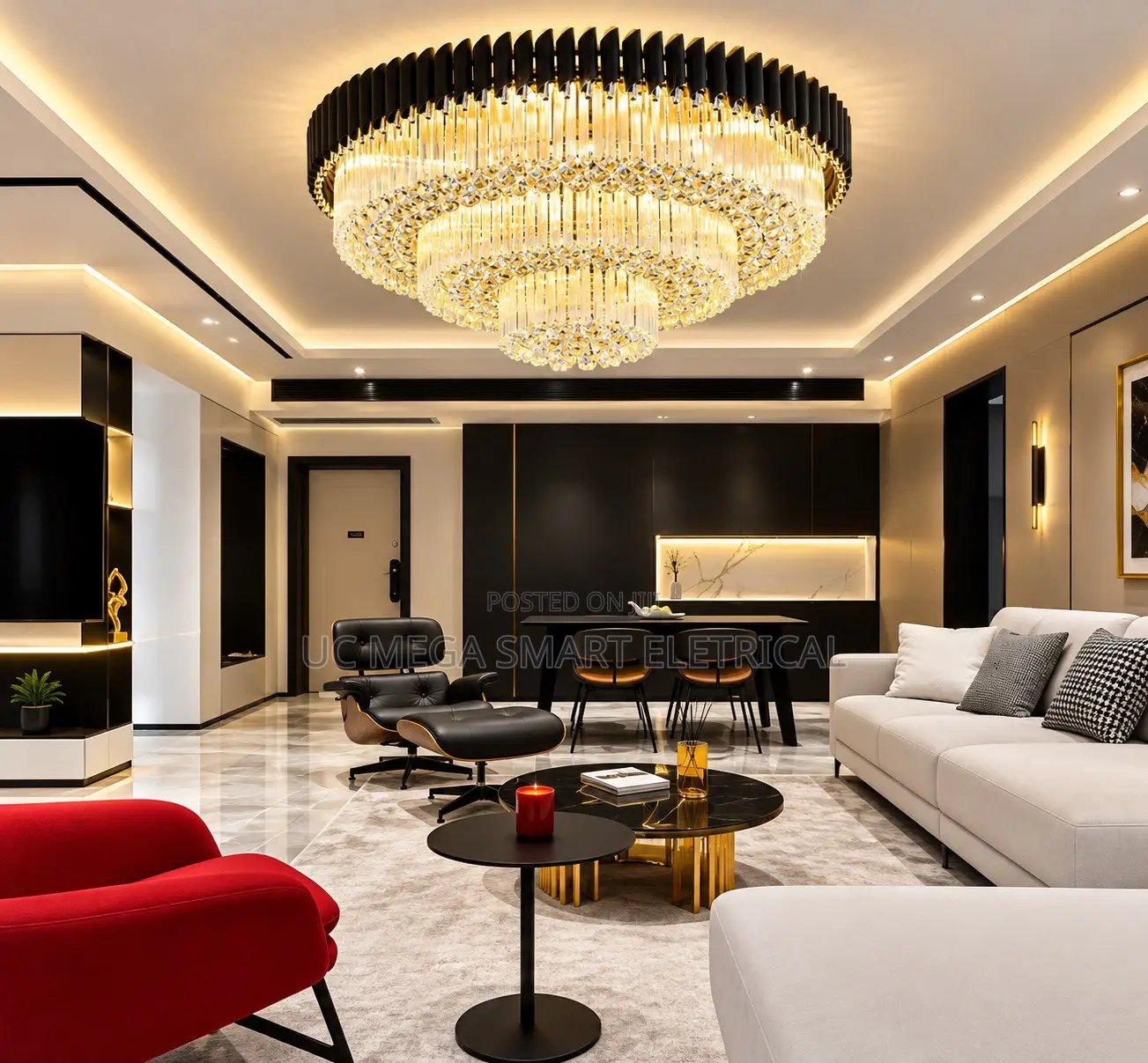 BRIGHT Round Ceiling Lighting Postmodern Luxury Crystal LED Fixtures