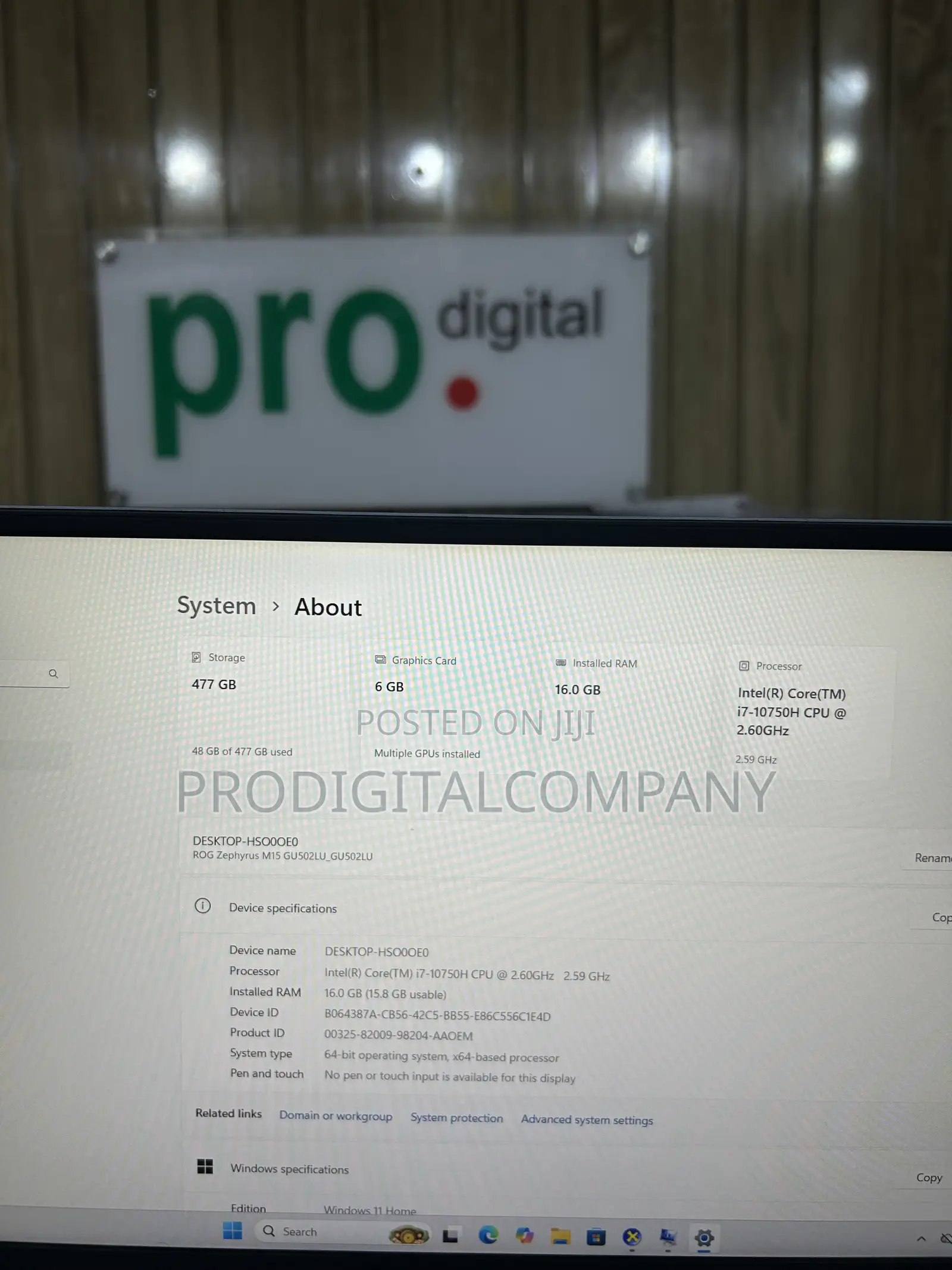 Laptop Asus ROG Zephyrus M15 GU502LU 16GB Intel Core i7 SSD 512GB