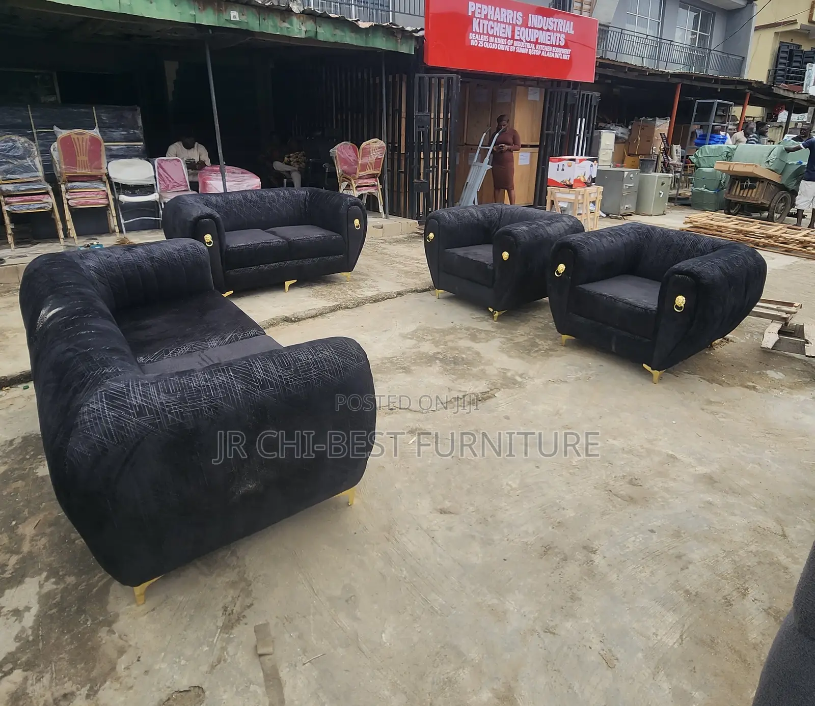 Set of Exquisite Upholstery Fabric Sofa | Chairs