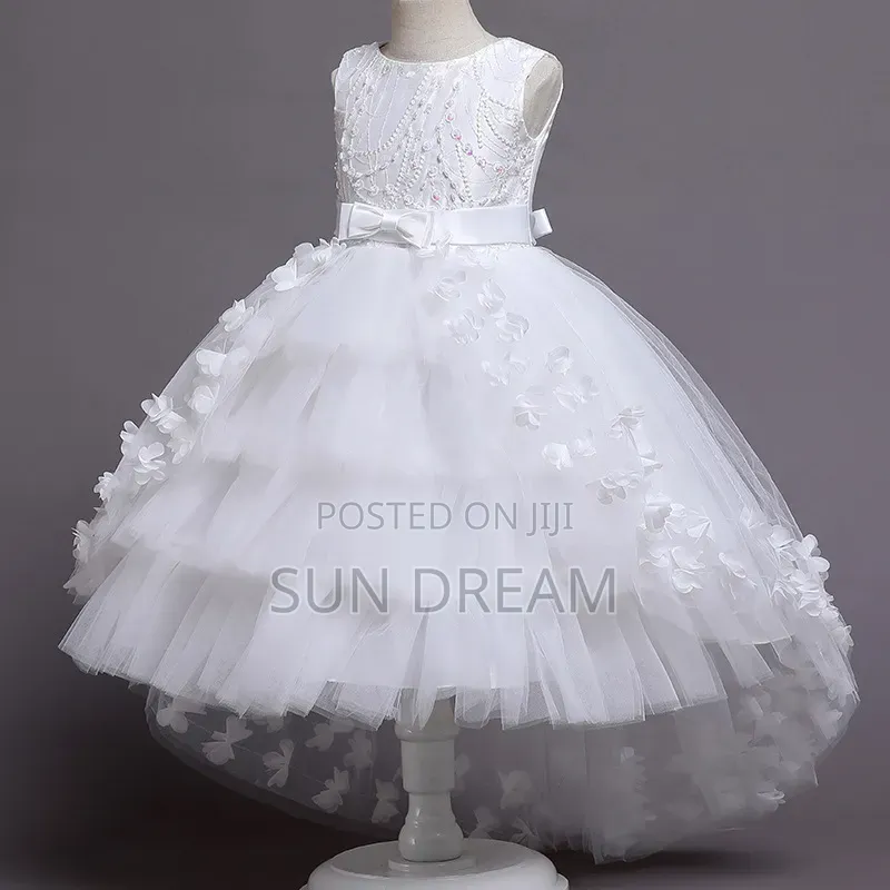 Wedding White Bridal Kids Dress Party Gowns