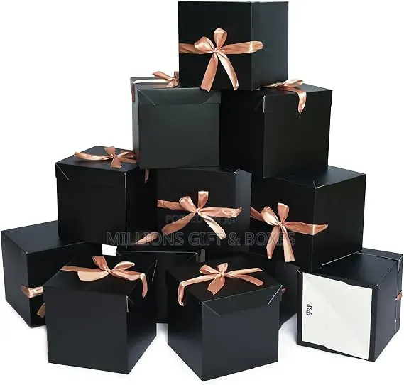 Black Gift Boxes With Ribbons