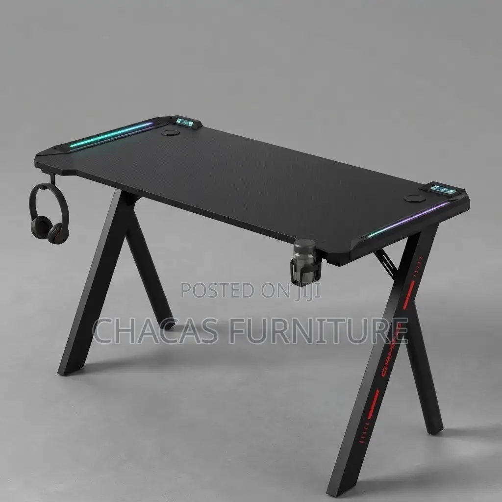 Professional Carbon Fiber Gaming Desk With RGB Led Lights