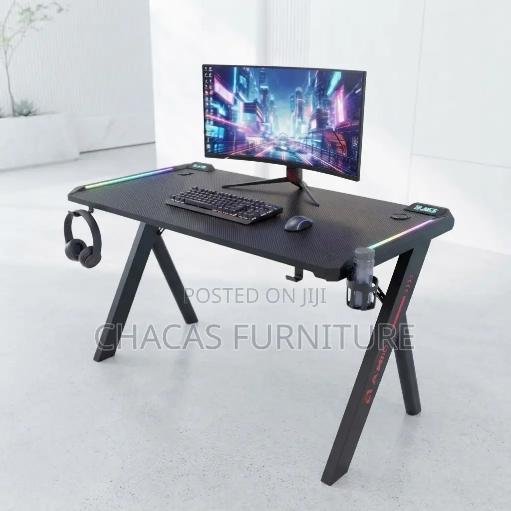 Professional Carbon Fiber Gaming Desk With RGB Led Lights