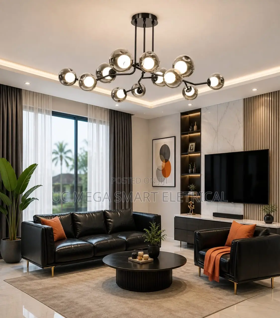 Modern Magic Bean Molecule Chandelier Smoke Gray Glass Pendant Light