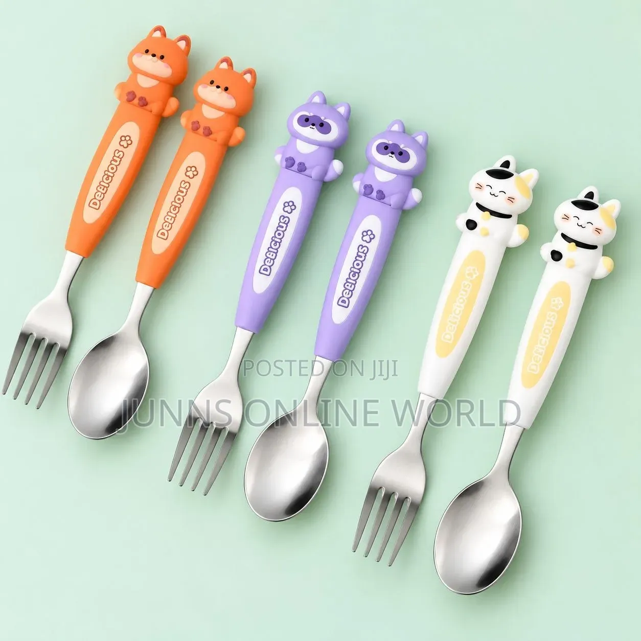 Cartoon Spoon and Fork Set for Kids