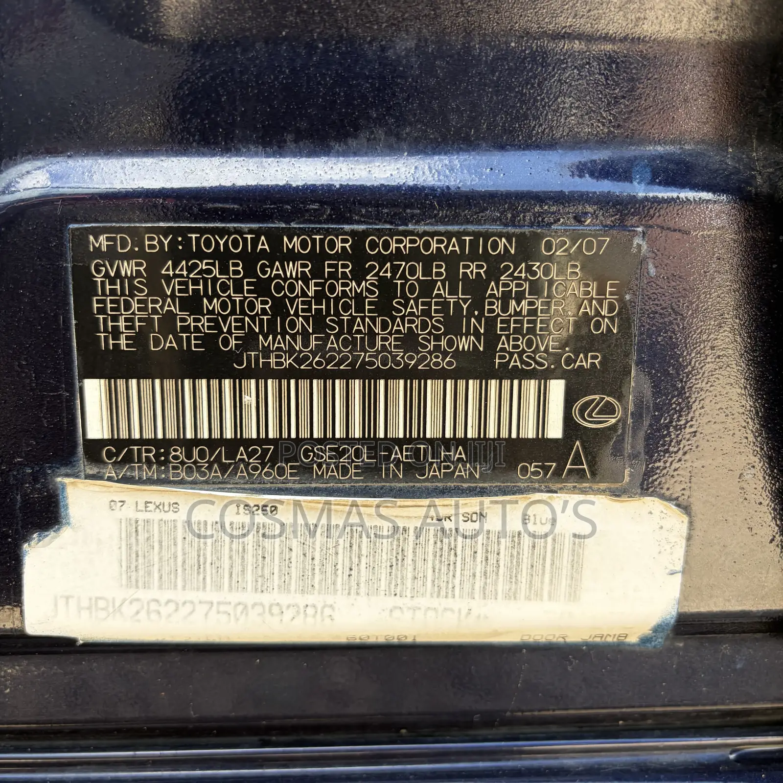 Lexus IS 250 2007 Blue