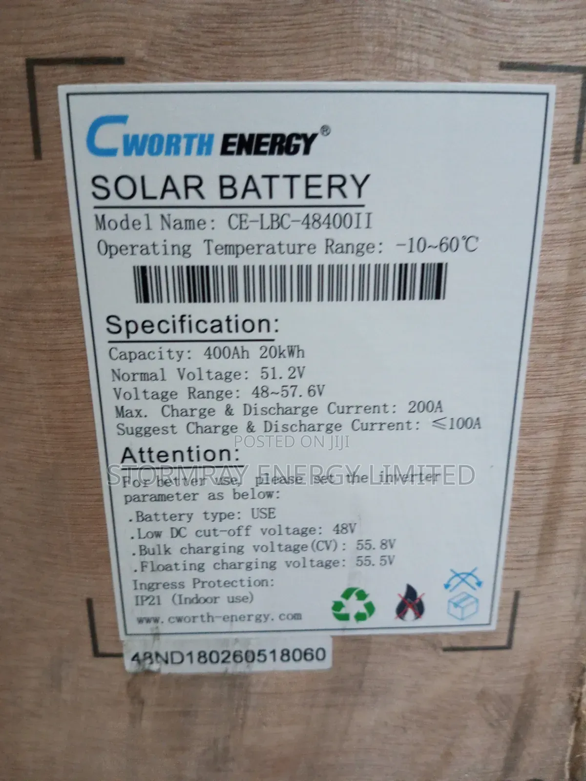 CWorth 400A 20kwh Battery
