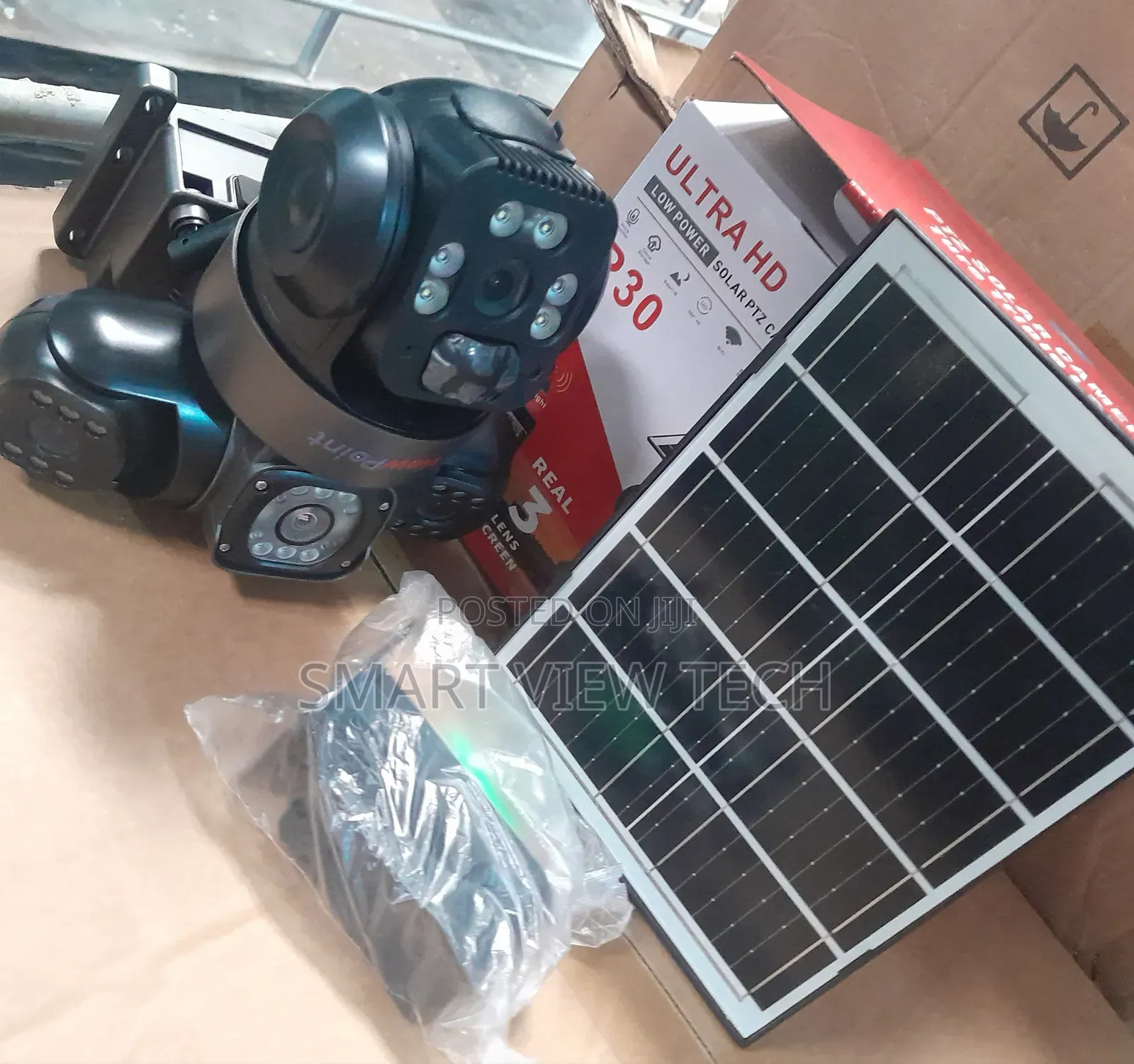 3-Lens Rotating 360 4G Solar Powered Outdoor Security CCTV cameraMotin