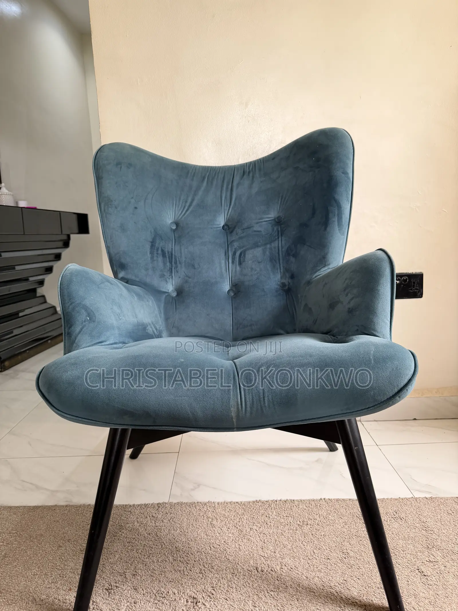 Teal Blue Velvet Accent Single Seater Chair.