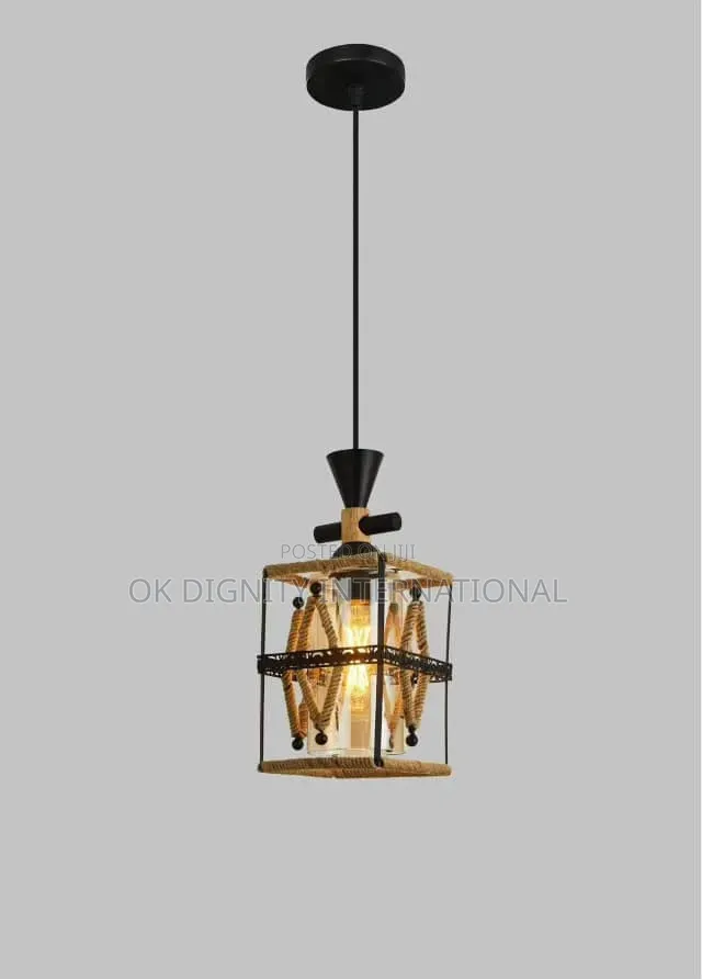 Modern Decorative Pendant Light – Black Metal Cage Ceiling Lamp