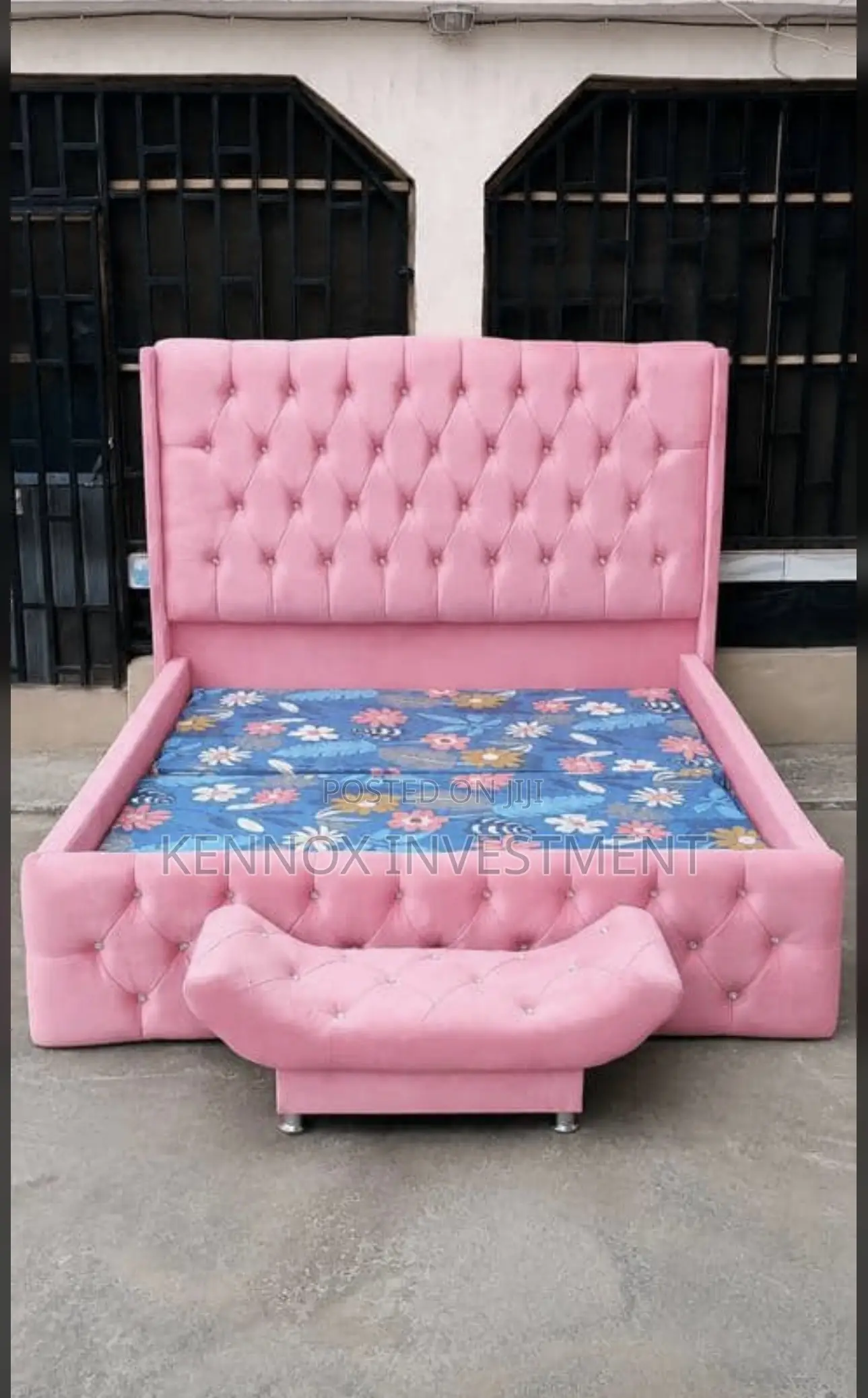 6 by 6 Bedframe With an Ottoman Made With Quality Fabric