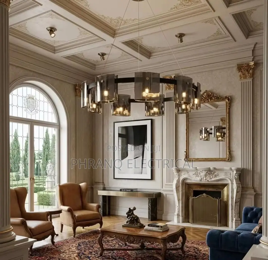 Modern LED Luxury Chandeliers Lighting Amber Smoky Glass