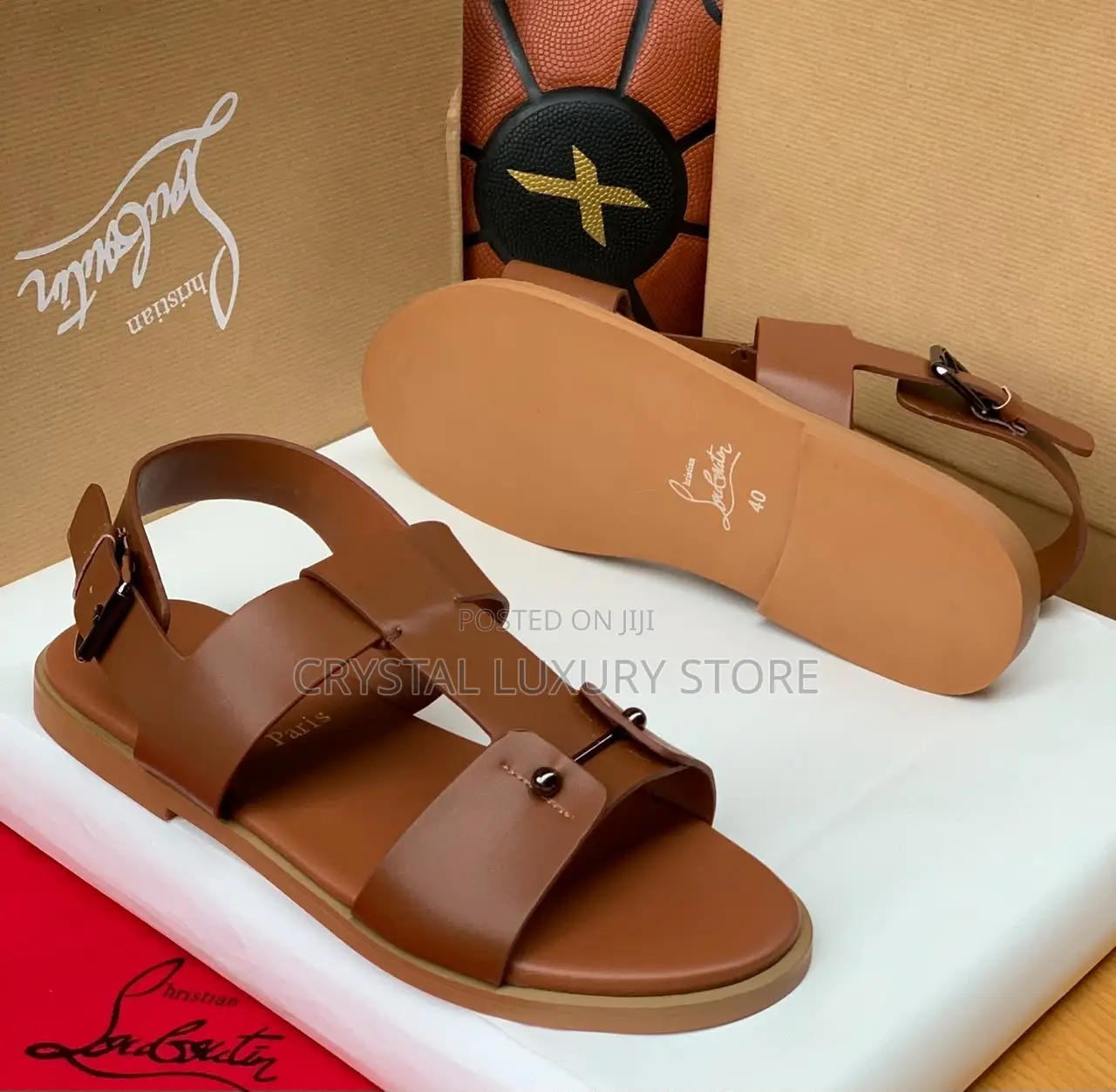 Christian Louboutin Quality Luxury Men Genuine Leather Sandals