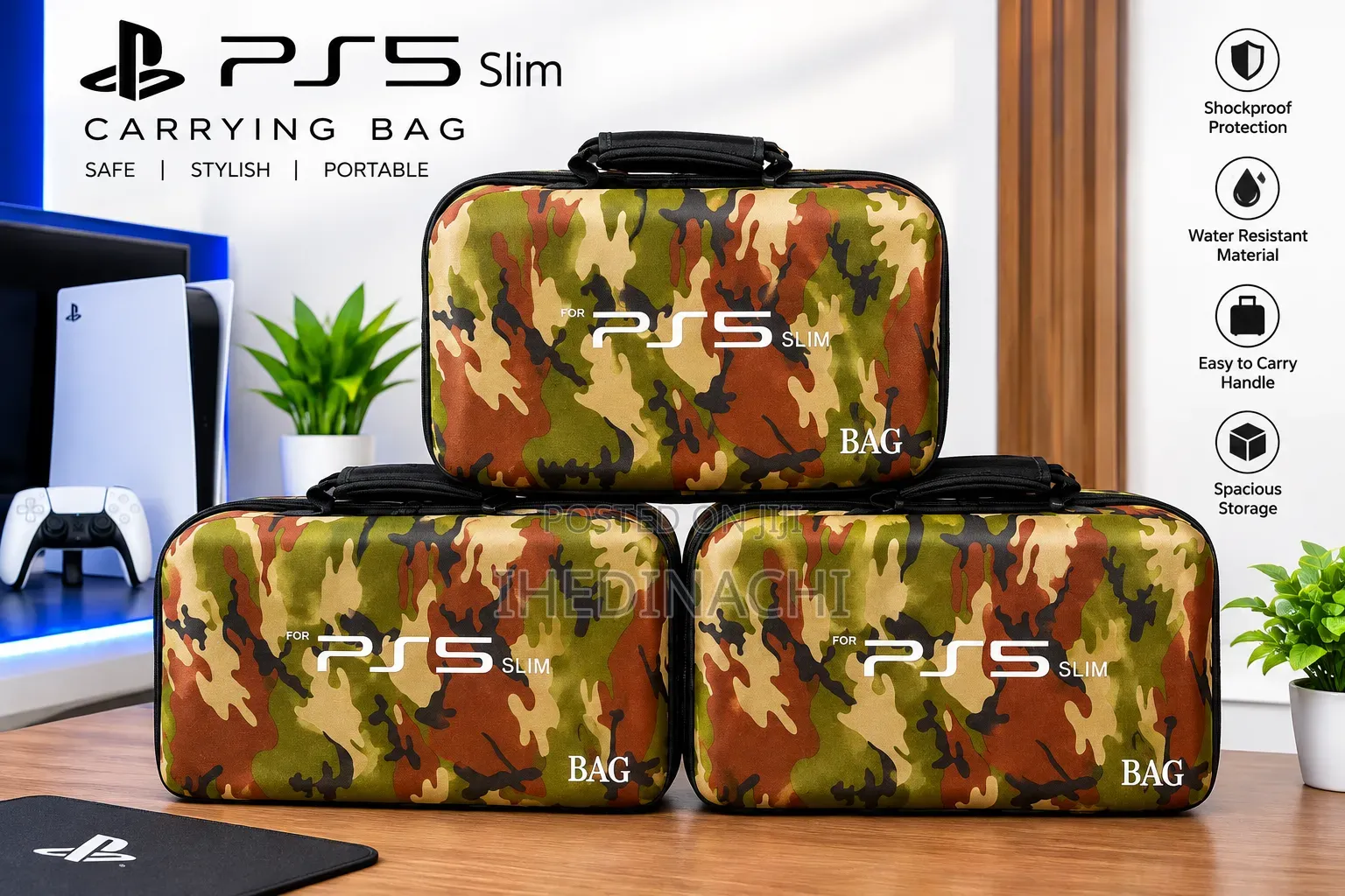 Camouflage PS5 Slim Bag Easy to Carry