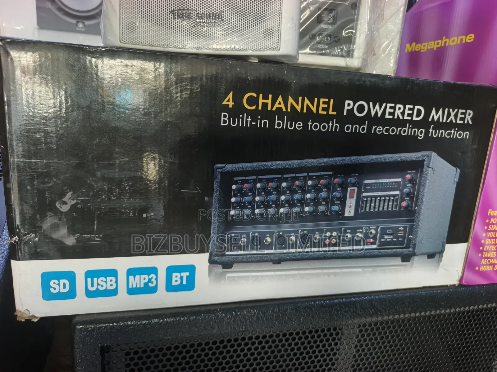 Generic 4-Channel Powered Audio Mixer Amplifier With Built-in Bluetoot