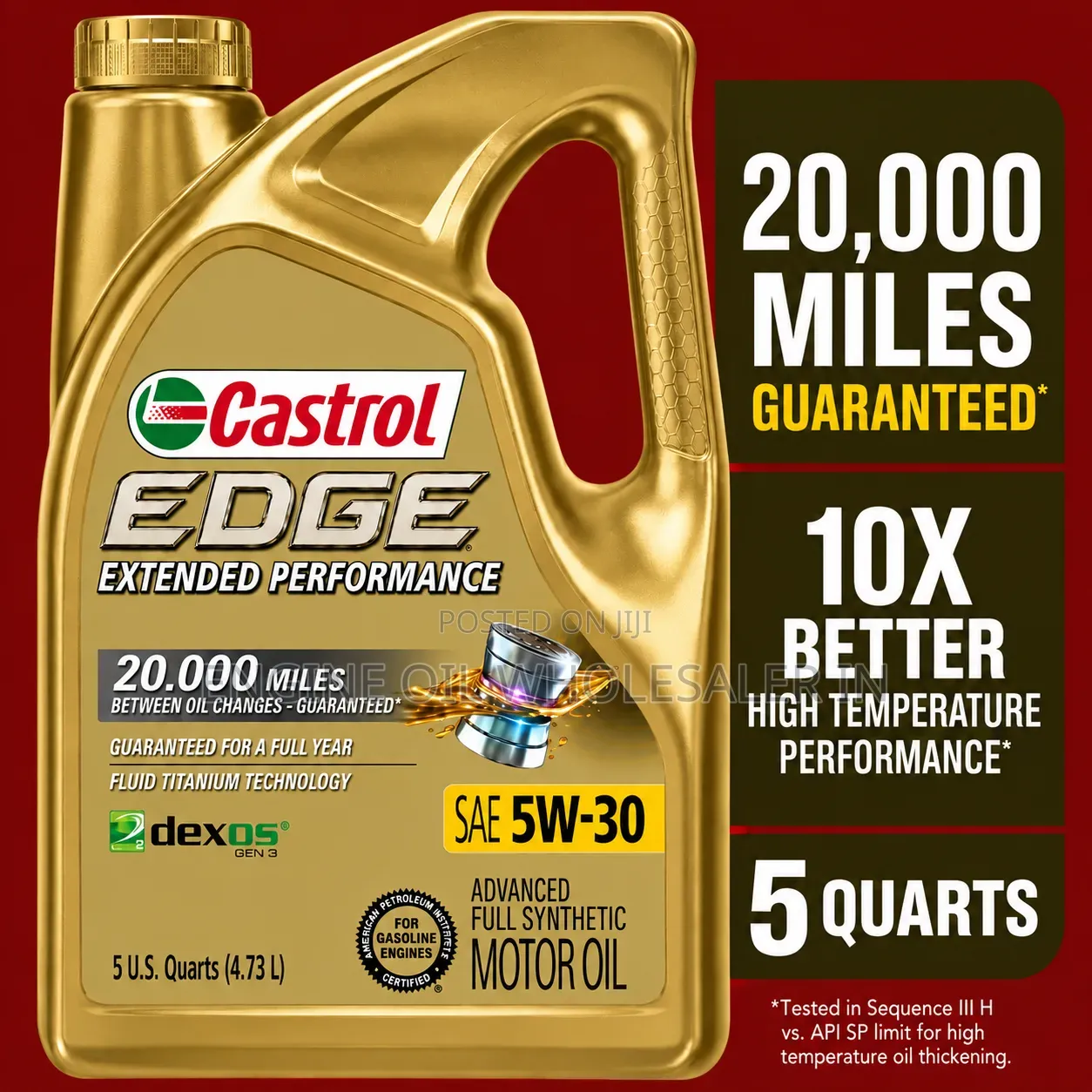 Castrol EDGE Extended Performance Motor Oil 5w-30 Gold 5 LITRES