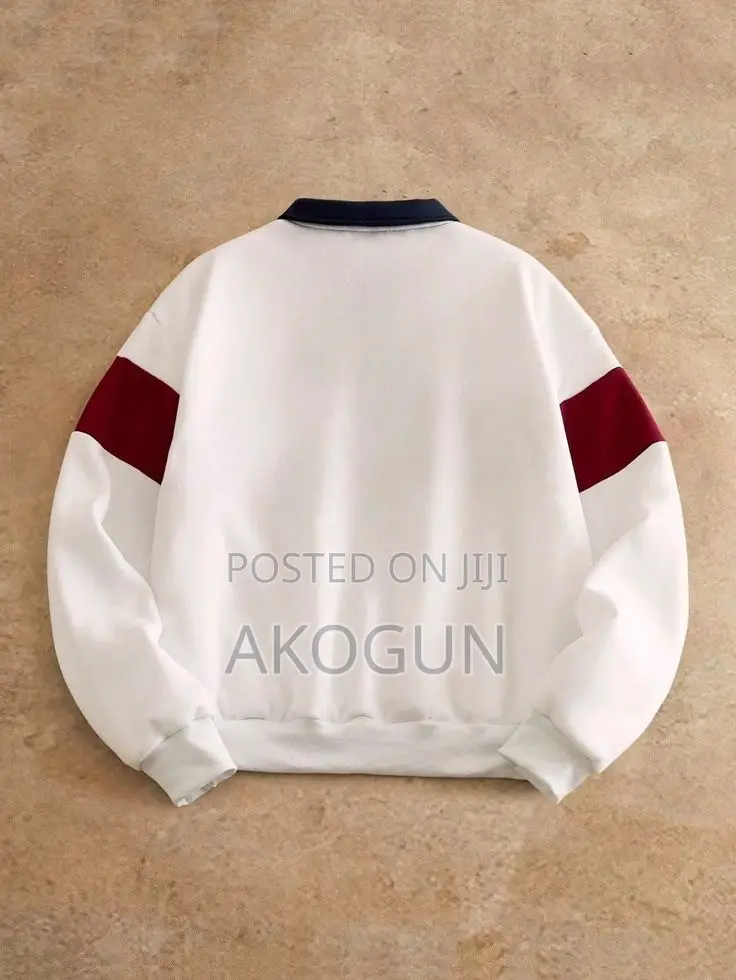 Unisex Long Sleeve Striped Polo Sweatshirt – Premium Casual Wear