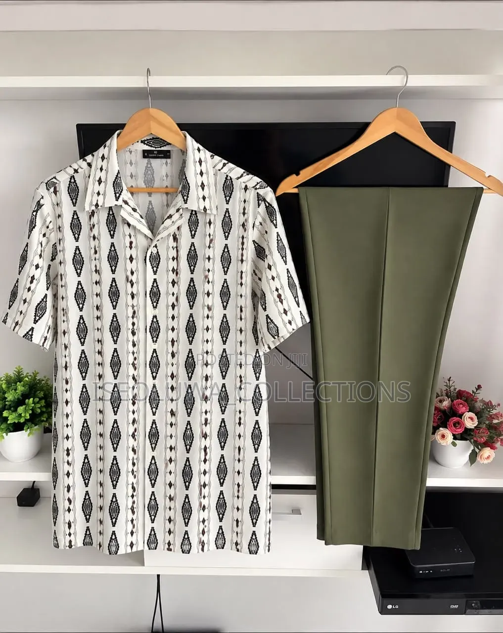 Men's Stylish Zip-Neck Top and Trouser Set