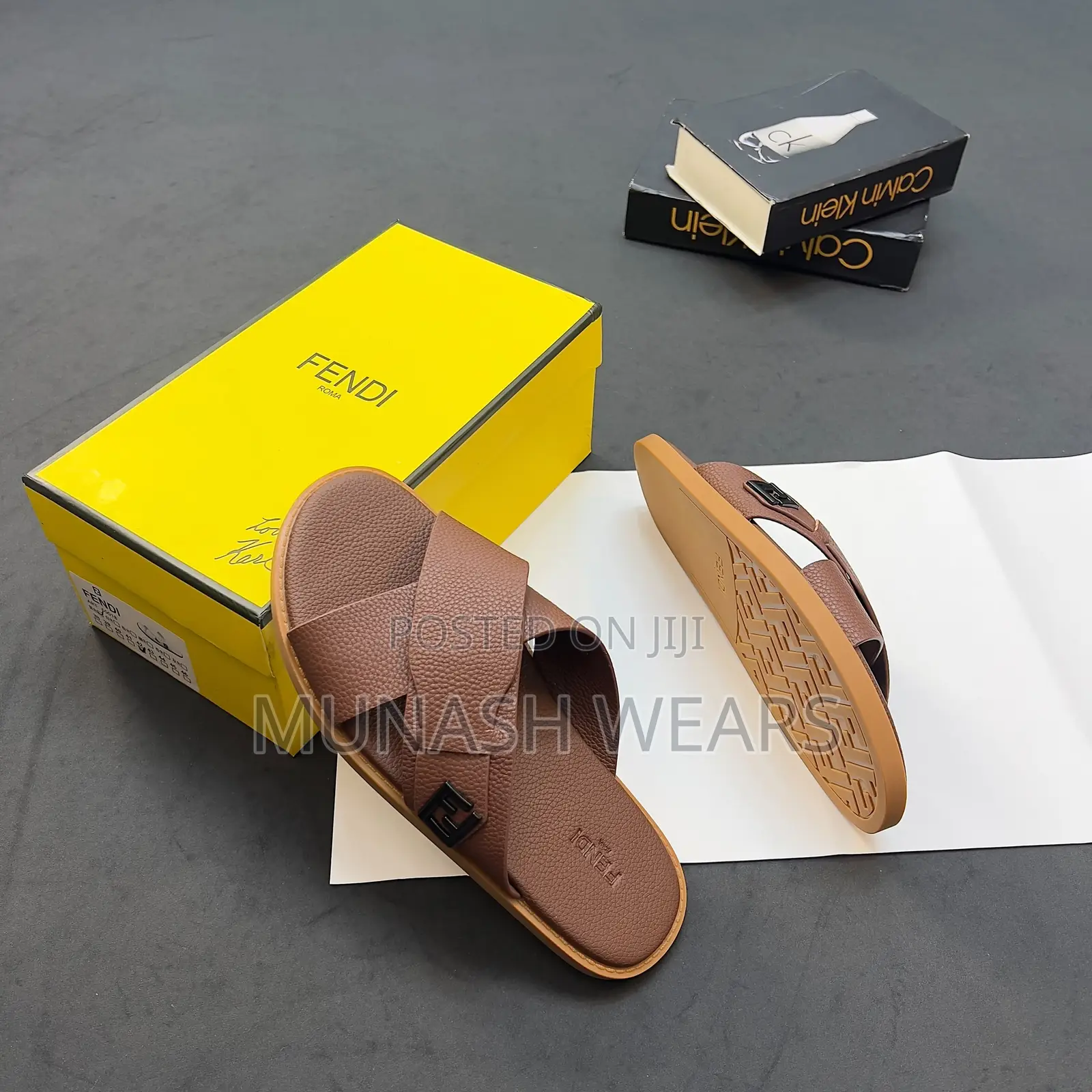 Fendi Leather Slipers Available in Brown and Black